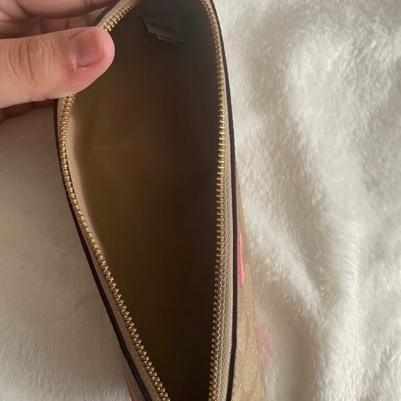 Coach Tan and Pink Heart Wristlet and Pencil Case - Picture 3 of 4